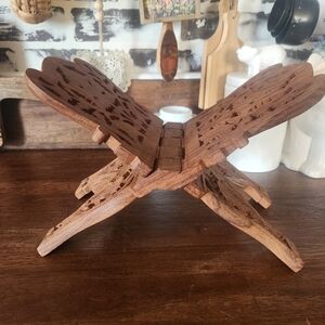 Vintage Wooden Book Stand With Leaf Design